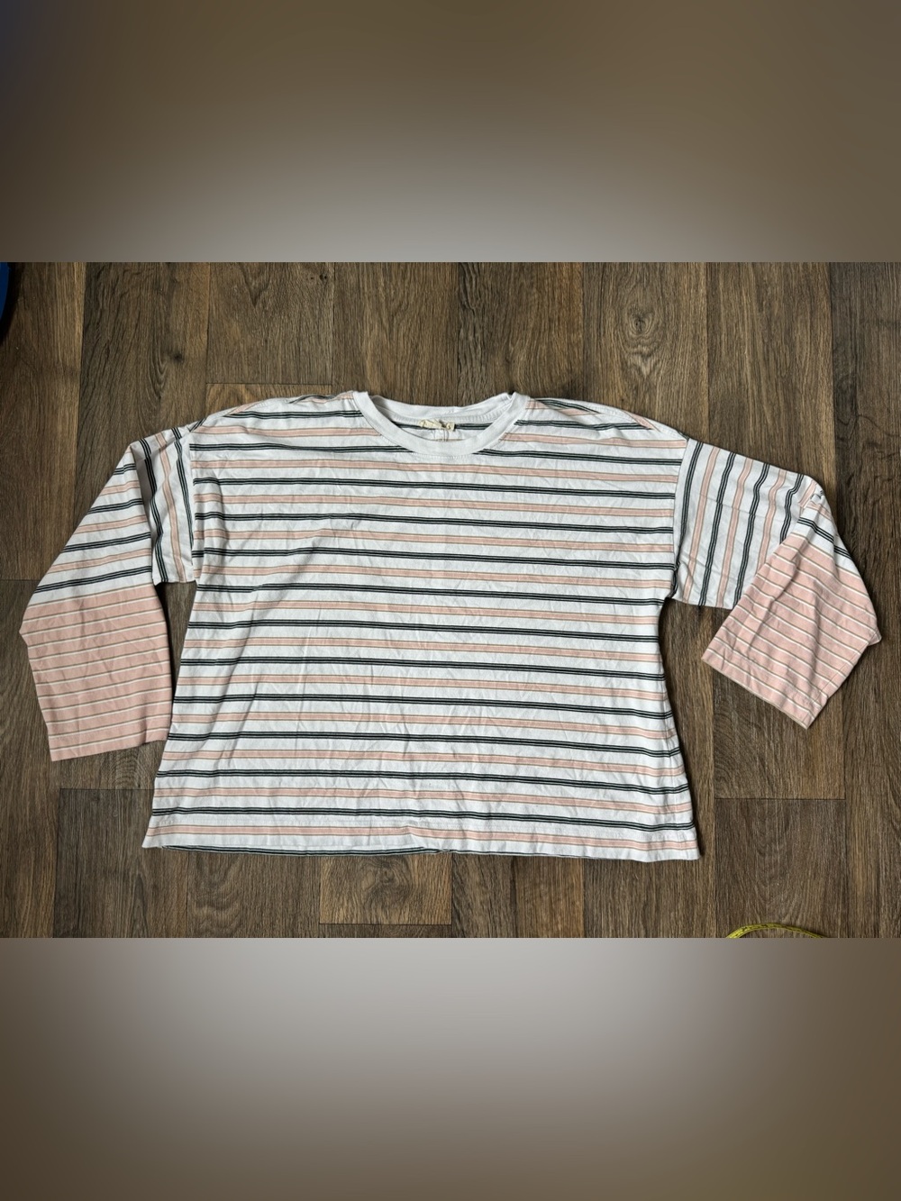 Madewell Women’s White Pink Striped Crew Neck Long-sleeve Tee Size L